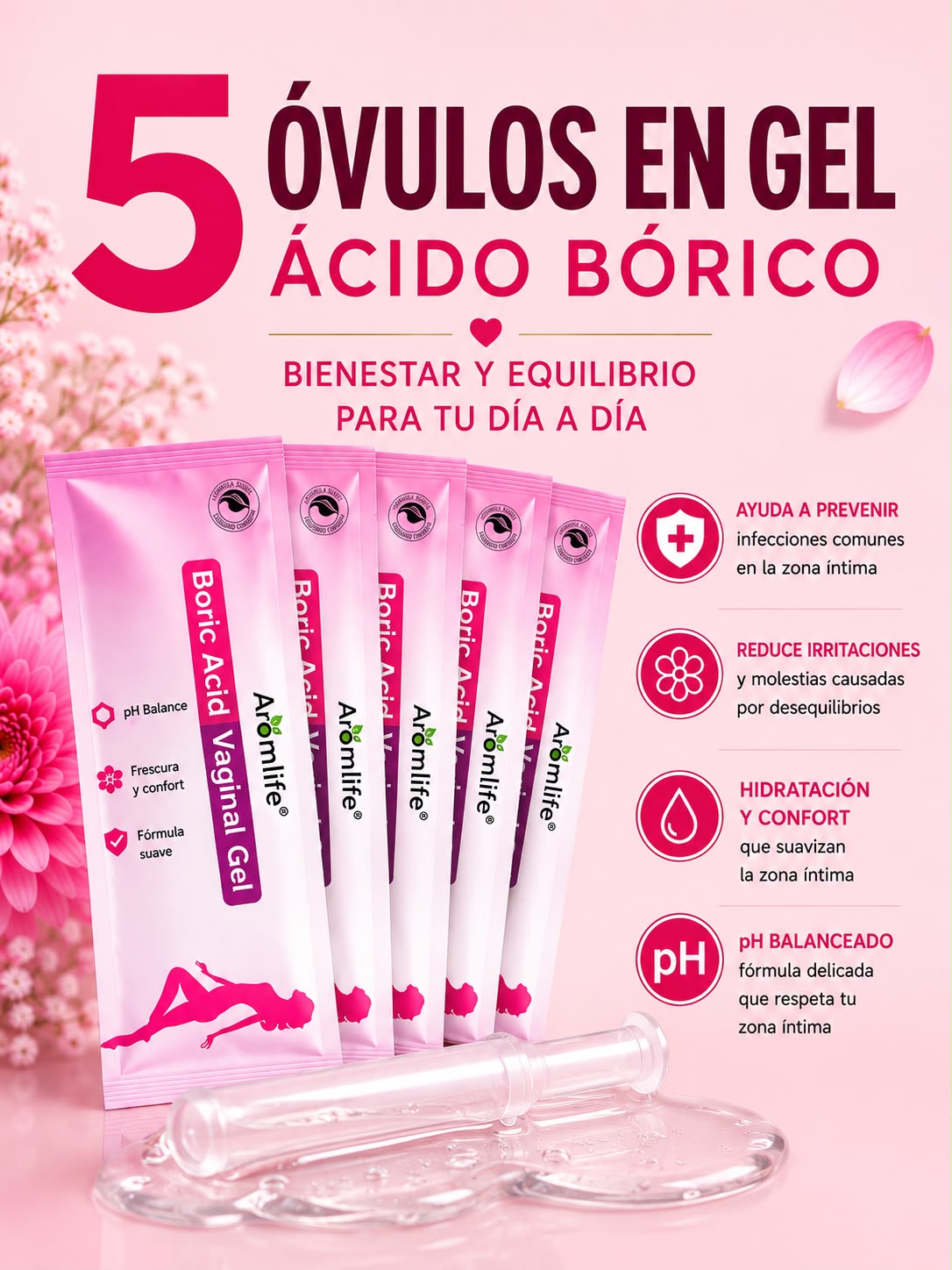 5 Ovulos en Gel de Acido Borico (Envio Gratis)